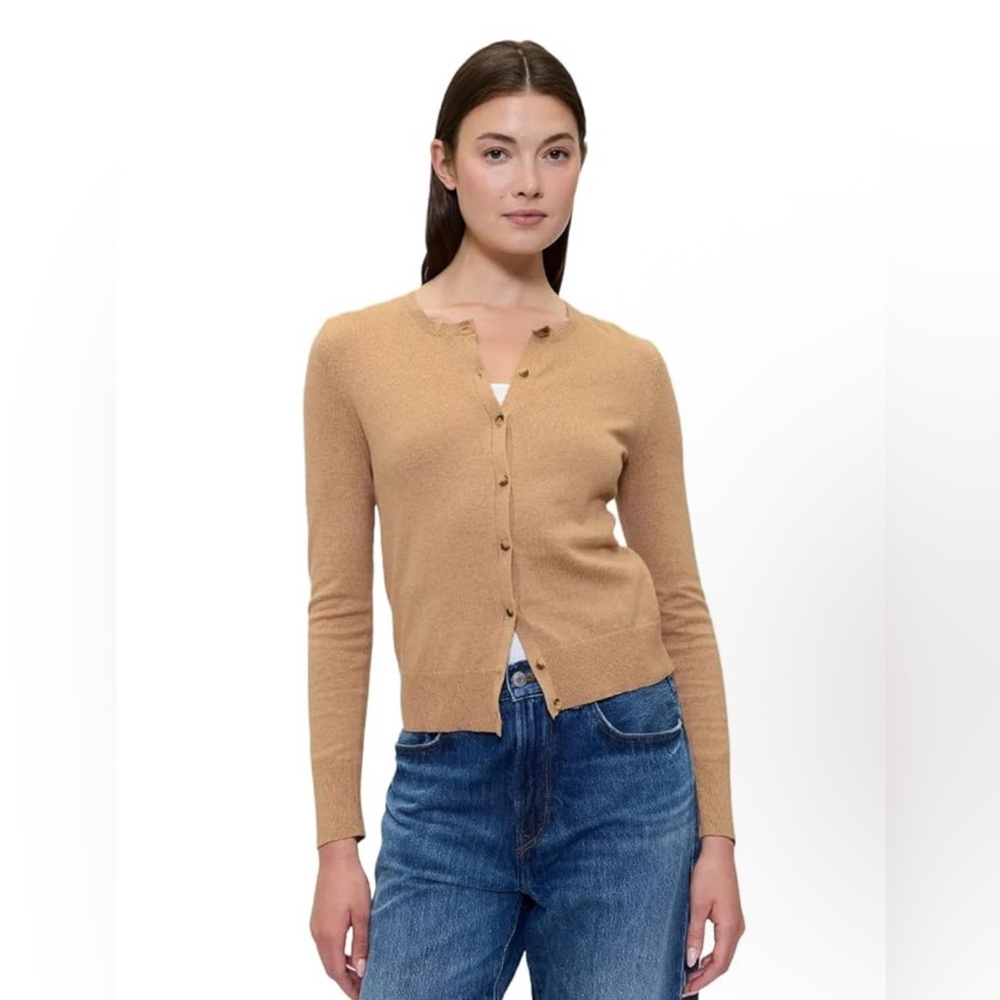 GAP beige Cotton Button-Front Women's Cardigan